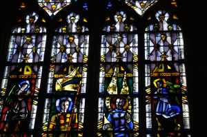 Stained glass window in Notre-dame de Carentan