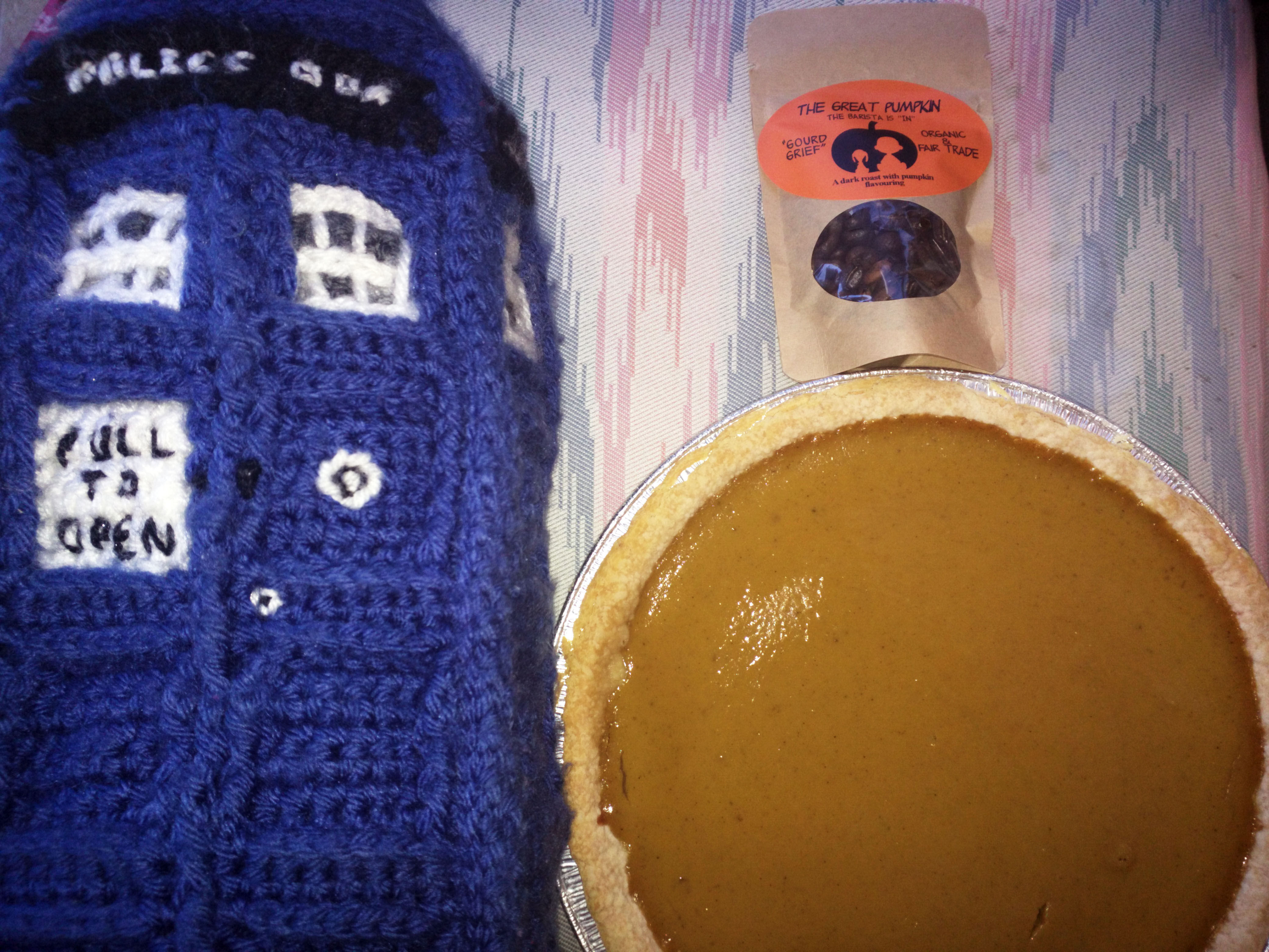 Tardis, pie, and coffee